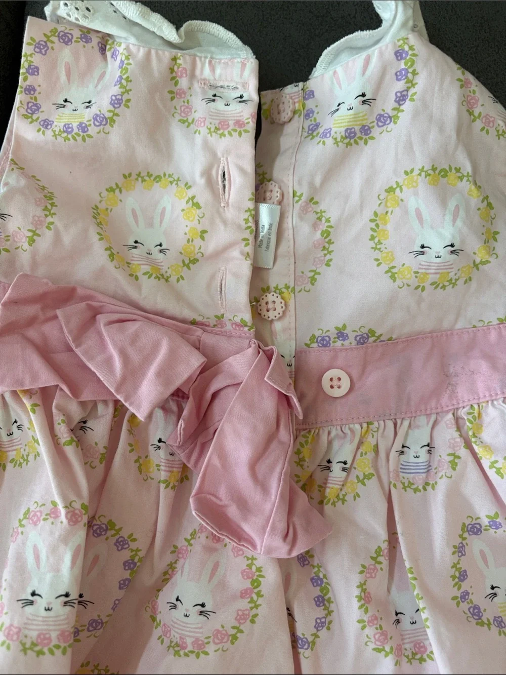 Gymboree Light Pink Bunny Wreath Eyelet Collar Dress